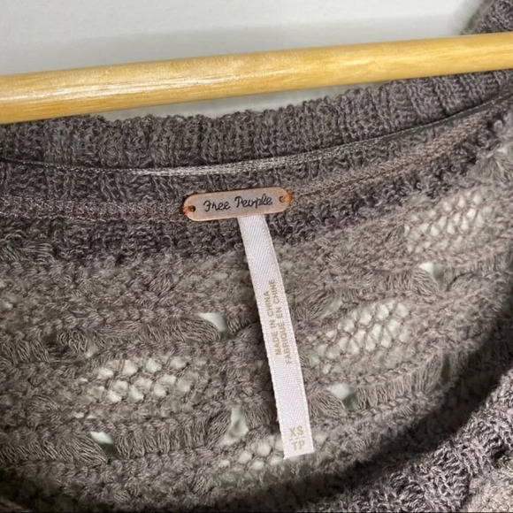 Free People Windows To My Soul Open Knit Sweater Brown Size XS - Picture 3 of 9